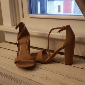 7.5 Tan Suede strappy heals